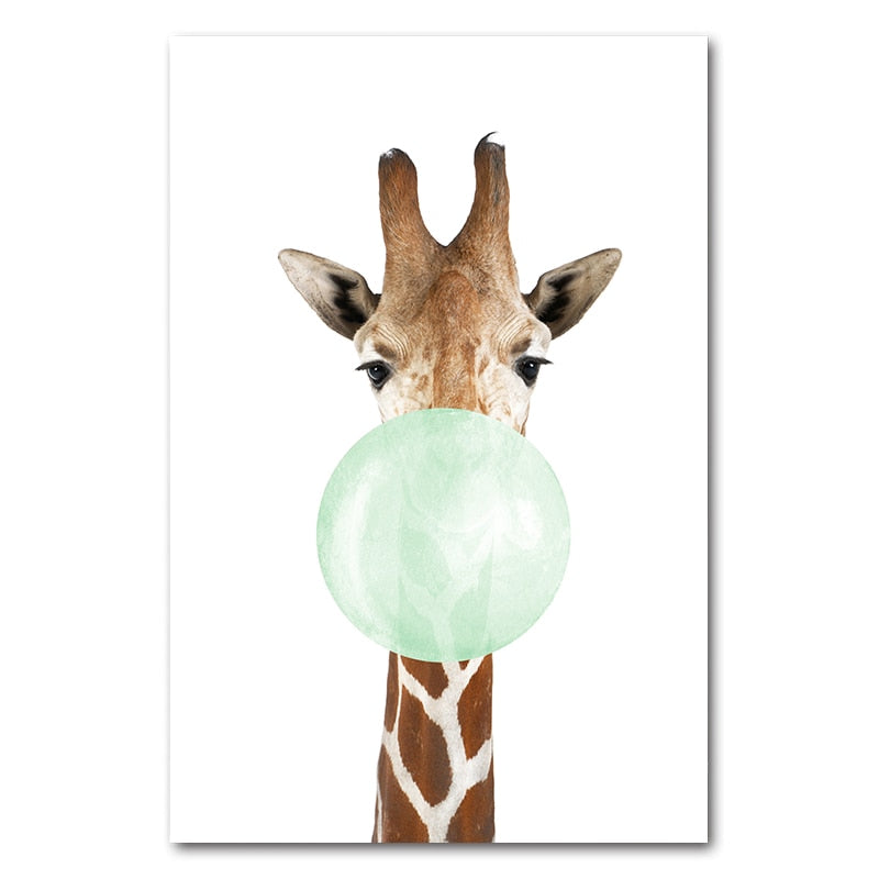 Baby Animals Bubble Gum Canvas Poster