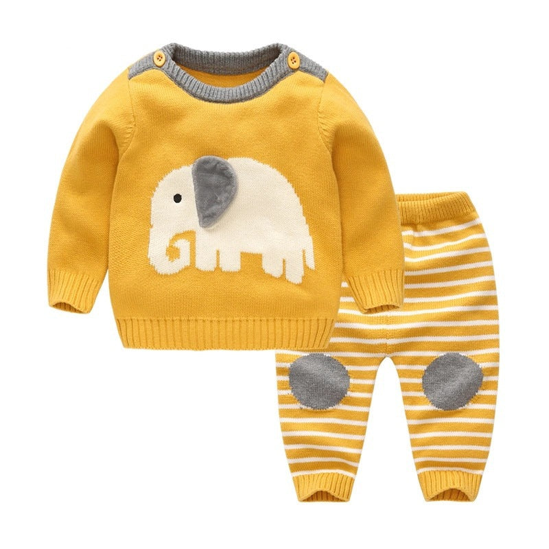 Baby Sweater & Striped Pants Set