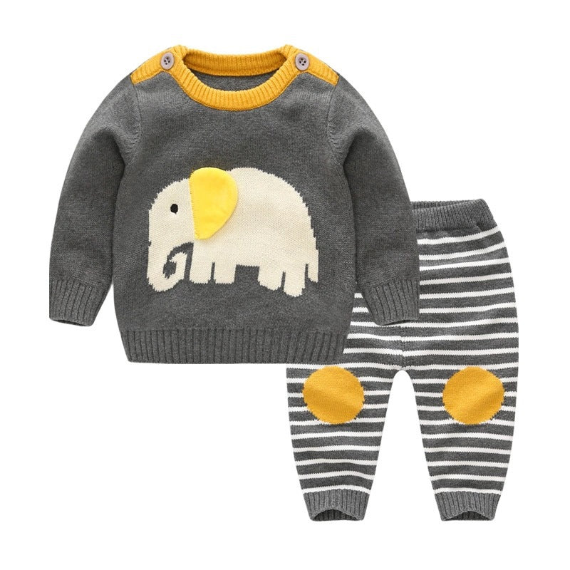 Baby Sweater & Striped Pants Set