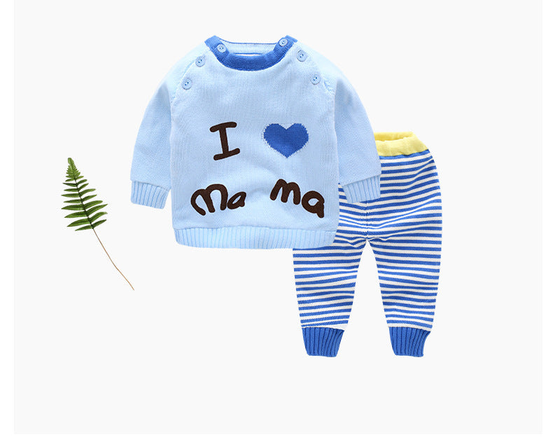 Baby Sweater & Striped Pants Set