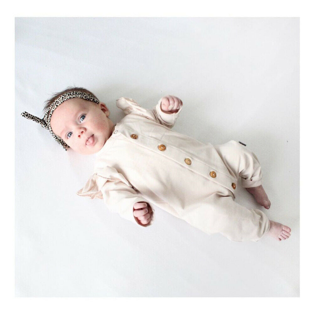 Long Sleeve Button Romper & Headband