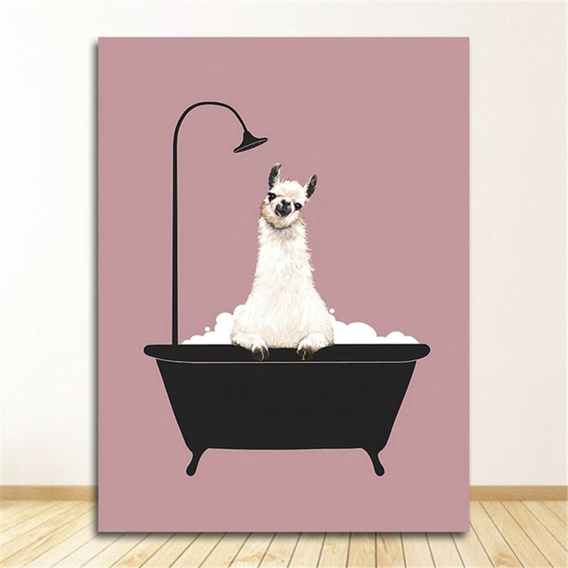 Nordic Nursery Cartoon Bath Animal Posters