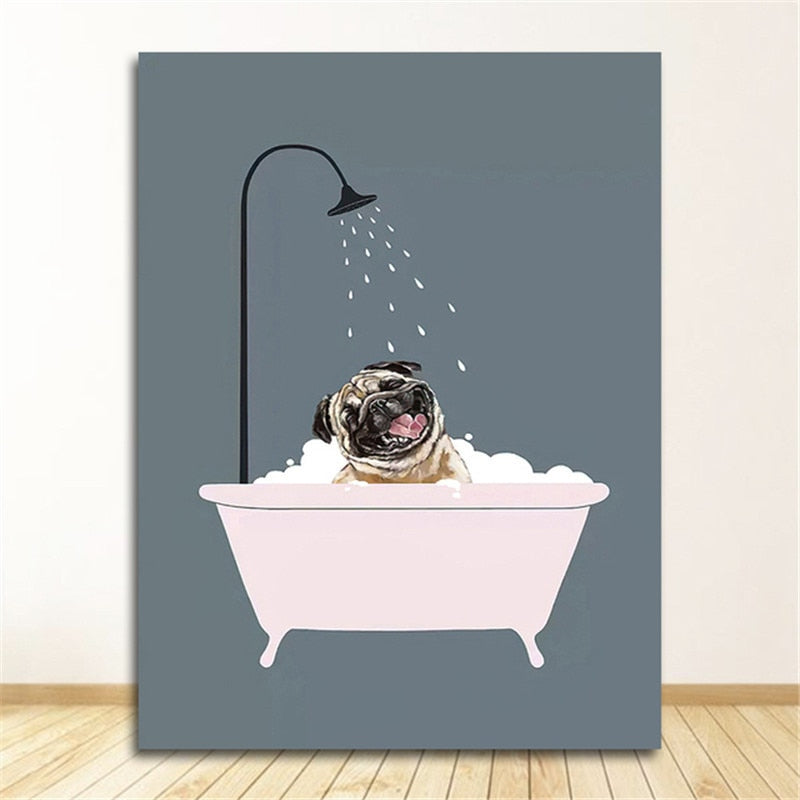 Nordic Nursery Cartoon Bath Animal Posters