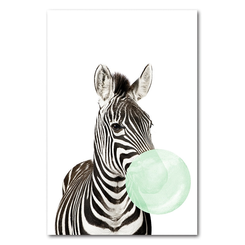 Baby Animals Bubble Gum Canvas Poster