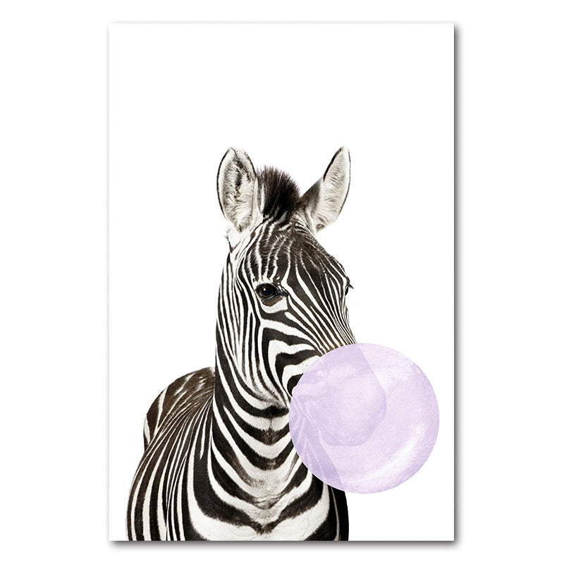 Baby Animals Bubble Gum Canvas Poster