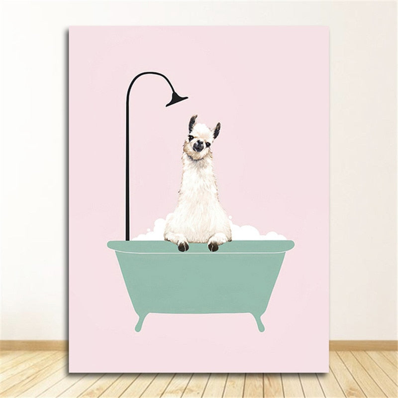 Nordic Nursery Cartoon Bath Animal Posters