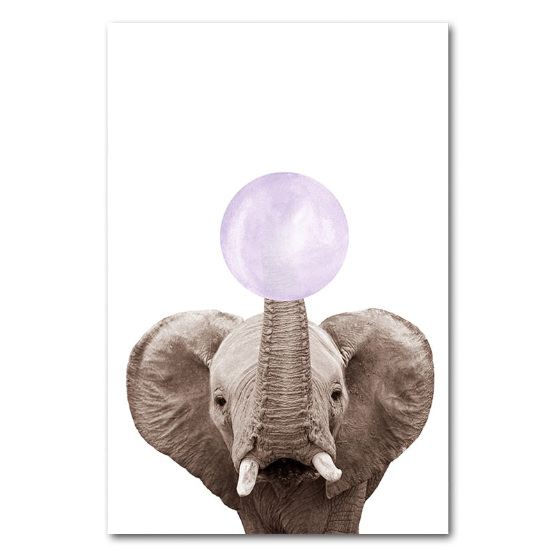 Baby Animals Bubble Gum Canvas Poster