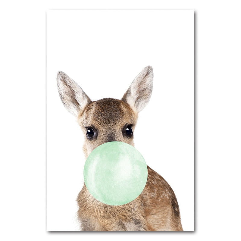 Baby Animals Bubble Gum Canvas Poster