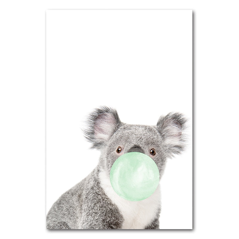 Baby Animals Bubble Gum Canvas Poster