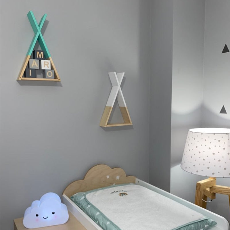 Nordic Wooden X Decorative Shelf