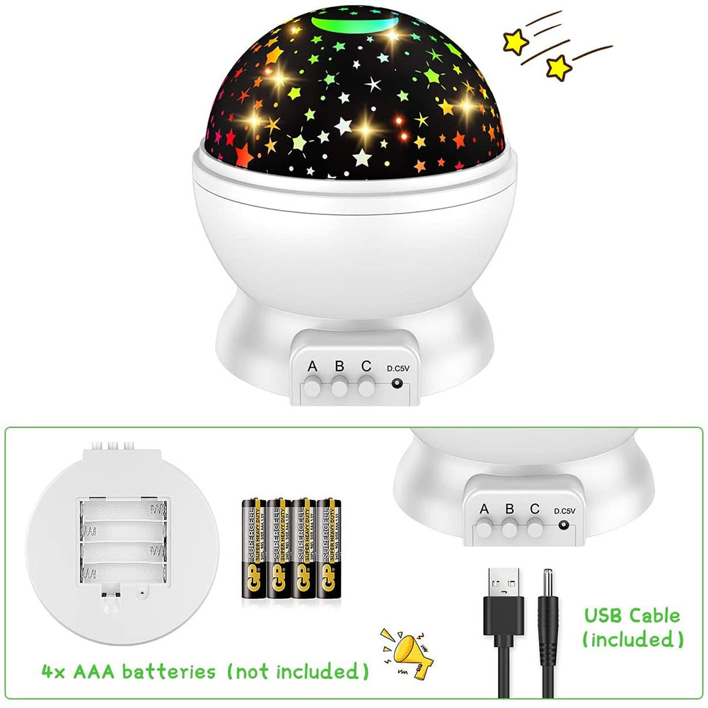 Galaxy Moon Star Rotating Night Light Projector