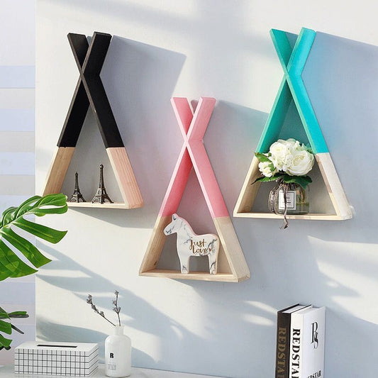 Nordic Wooden X Decorative Shelf