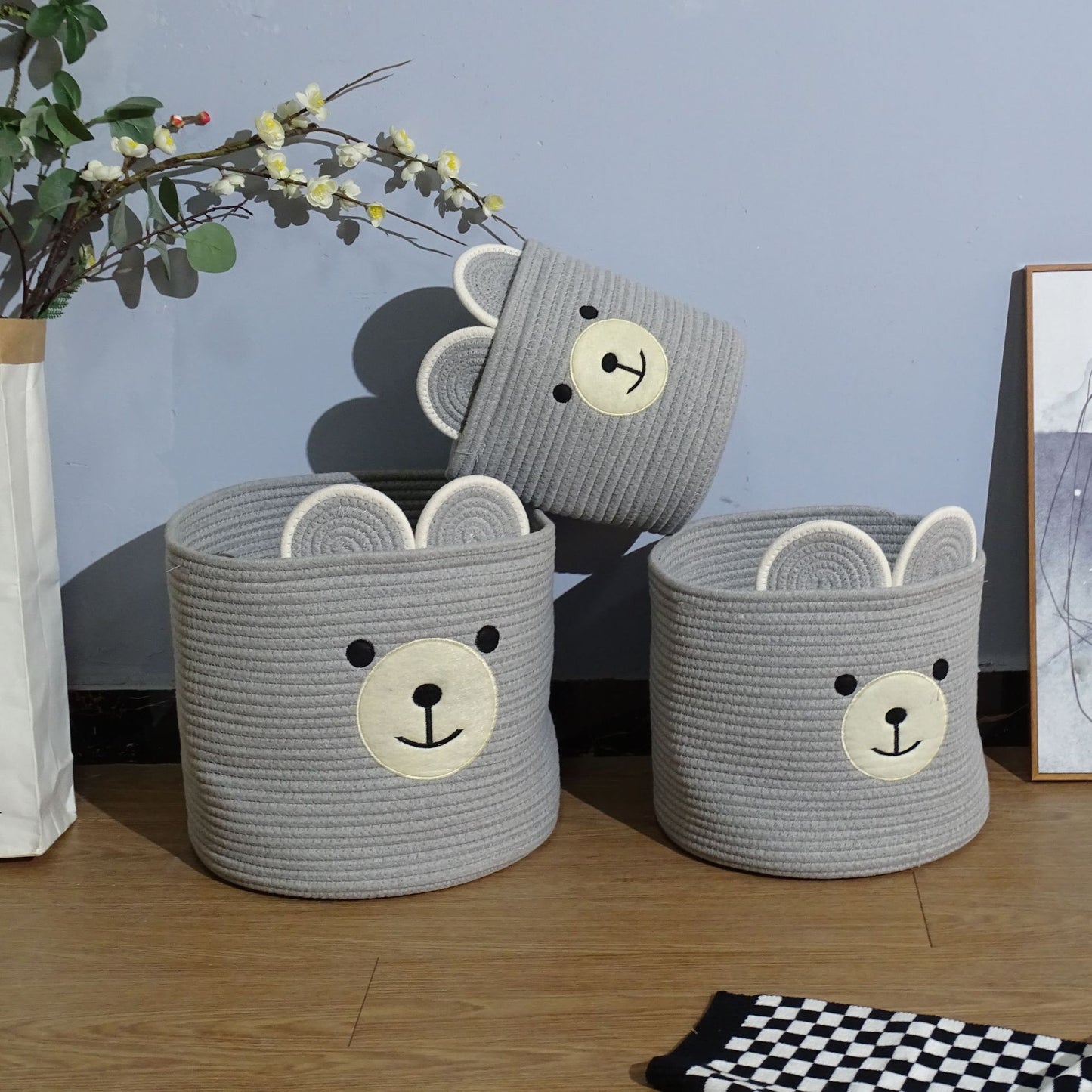 Nordic Style Bear Cotton Storage Basket