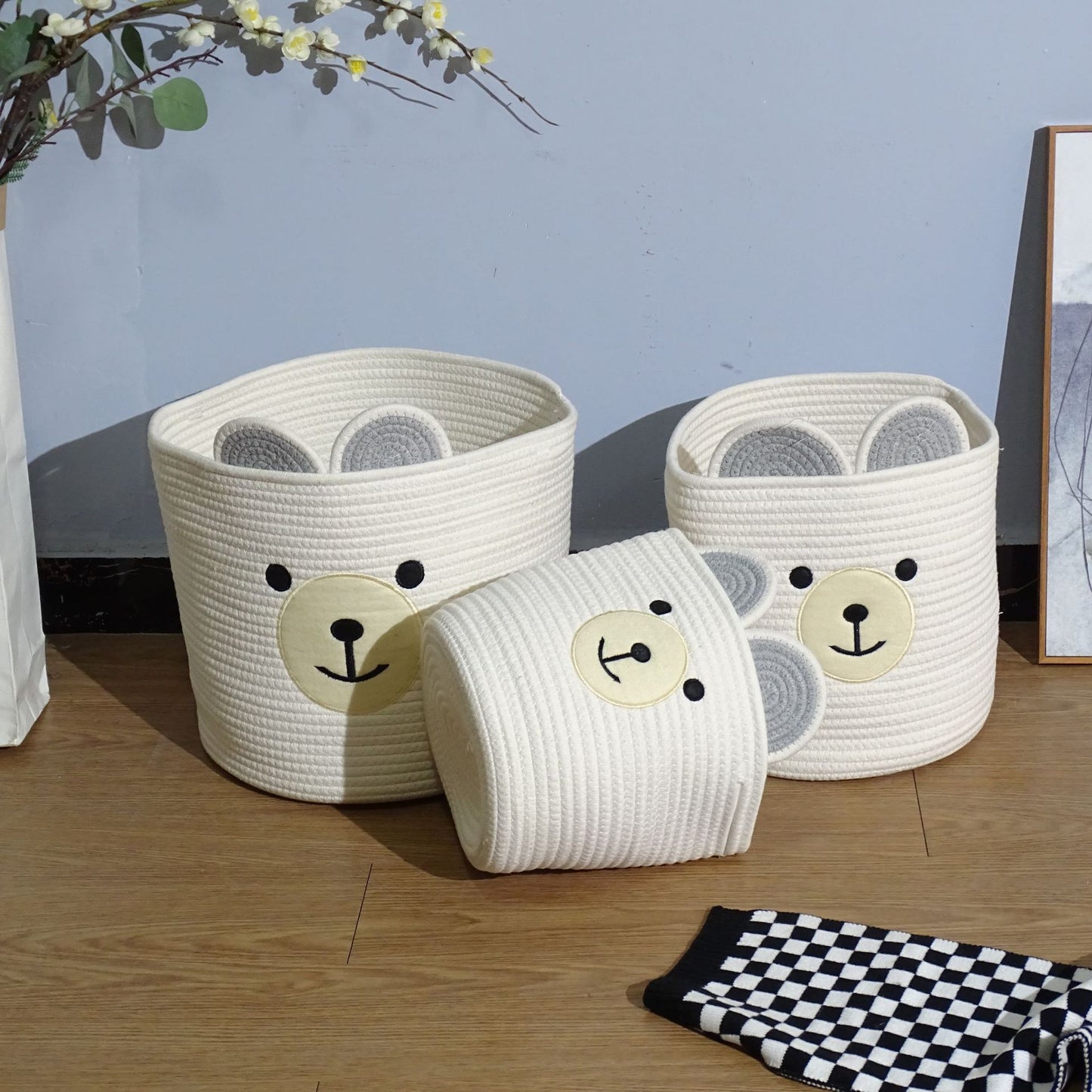 Nordic Style Bear Cotton Storage Basket